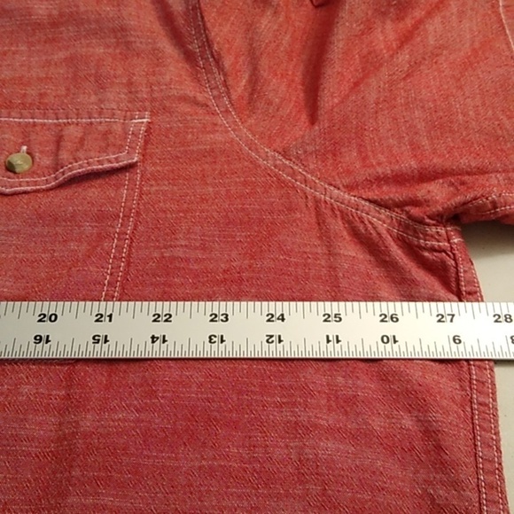Woolrich Red Cotton Chambray Short Sleeve, 2 Pocket, Button up Shirt - Picture 4 of 7